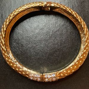 Lilly Pulitzer gold tone snake scale cuffbangle  pave rhinestones size 8.5